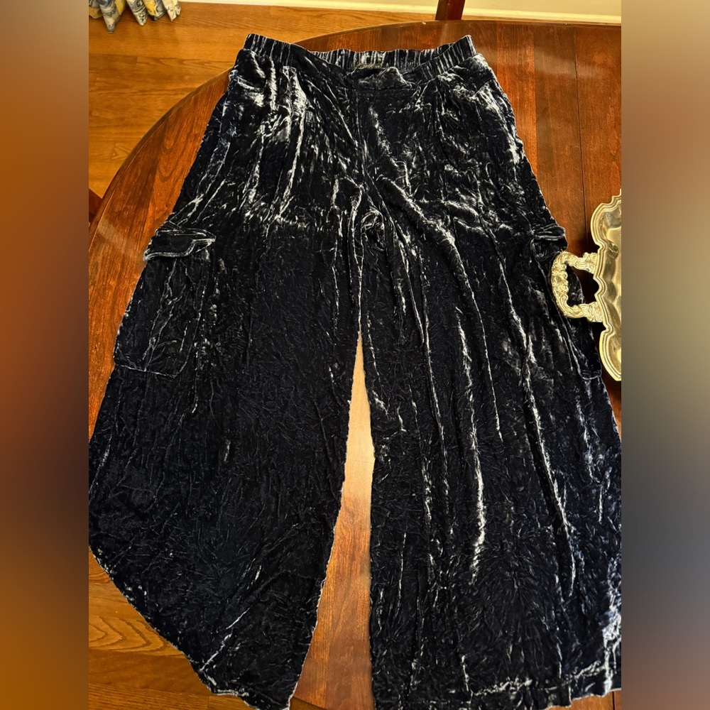 Johnny Was Jade Blue Velvet Pants